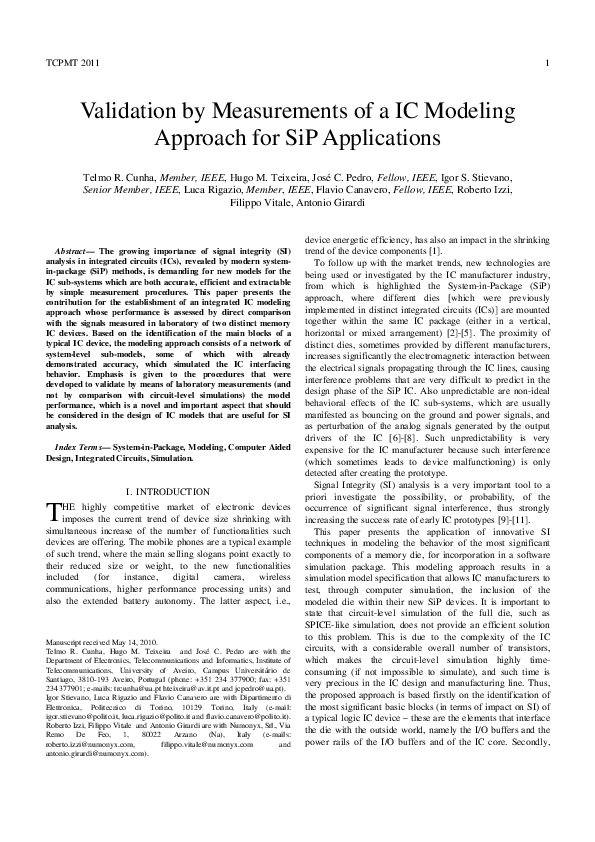 (PDF) Validation by measurements of an IC modeling approach for SiP ...