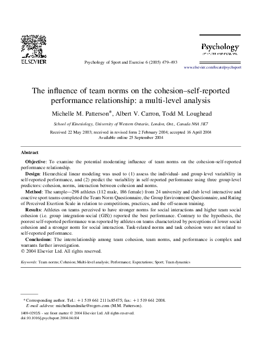 Download Carrons conceptual model of cohesion For Android Free