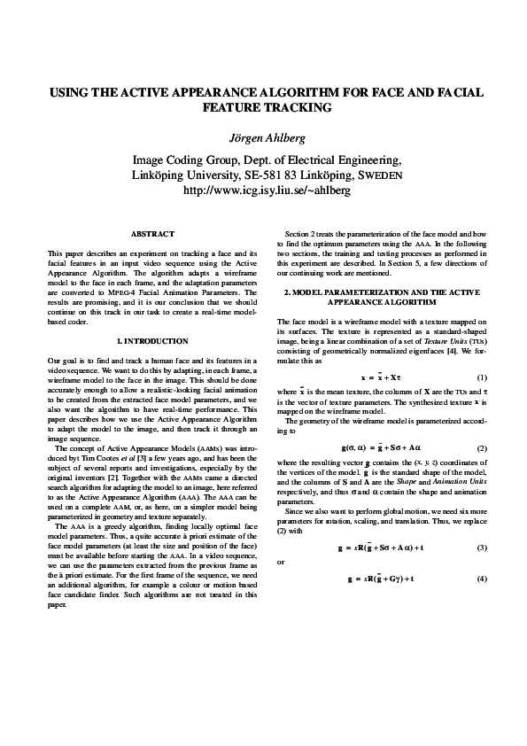 (PDF) Using the active appearance algorithm for face and facial feature ...