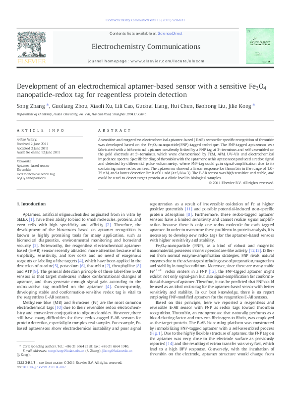 (PDF) Development of an electrochemical aptamer-based sensor with a ...
