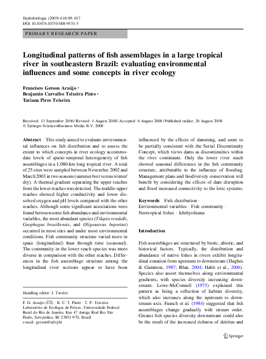 (PDF) Longitudinal patterns of fish assemblages in a large tropical ...