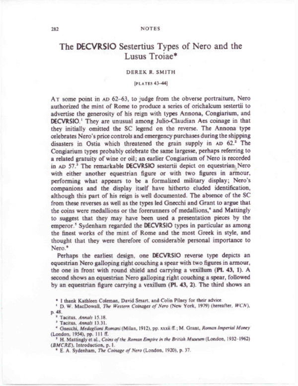 (PDF) The DECVRSIO Sestertius Types of Nero and the Lusus Troiae