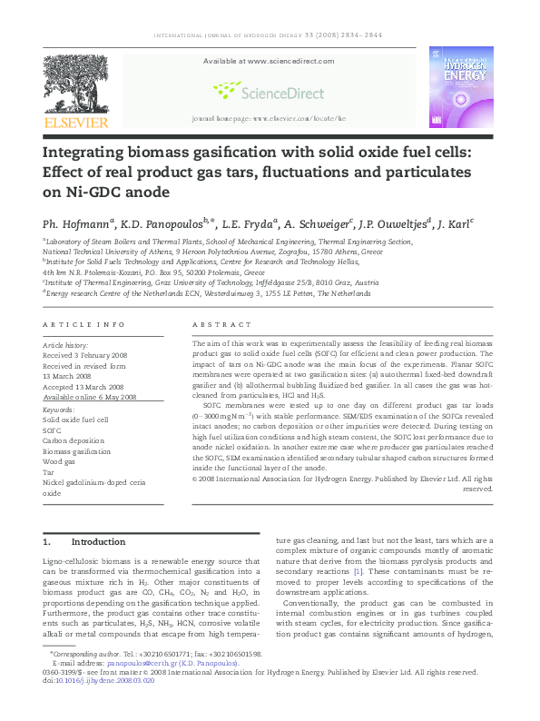 (PDF) Integrating biomass gasification with solid oxide fuel cells ...