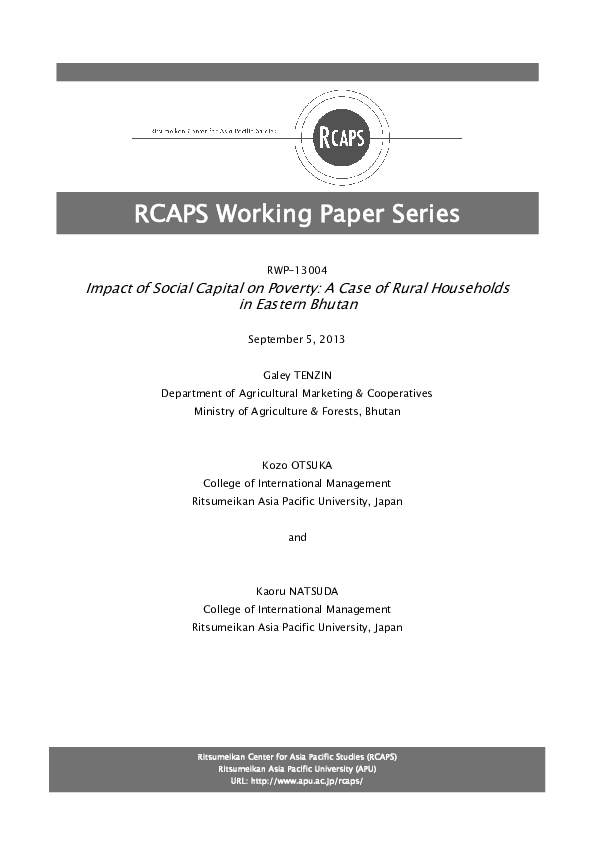(PDF) Impact of Social Capital on Poverty: A Case of Rural Households ...