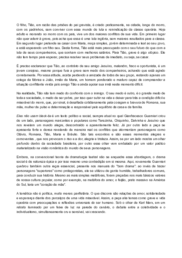 (DOC) Resumo da obra eles não usam black tie Gonçalo José de Araújo Filho Araújo Academia.edu (DOC) Resumo da obra eles não usam black tie Gonçalo José de Araújo Filho Araújo Academia.edu