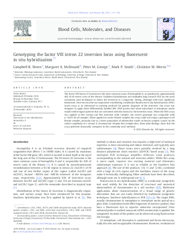 (PDF) Genotyping the factor VIII intron 22 inversion locus using