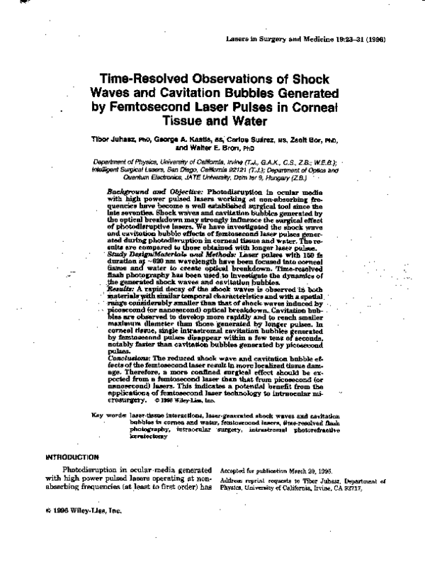 (PDF) Time‐resolved observations of shock waves and cavitation bubbles ...