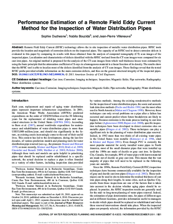 (PDF) (Journal Paper) Performance Estimation of a Remote Field Eddy ...