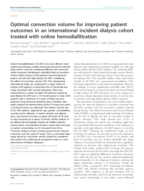 (PDF) Optimal convection volume for improving patient in an