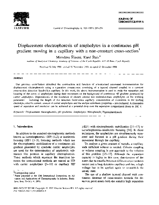 (PDF) Displacement electrophoresis of ampholytes in a continuous pH ...