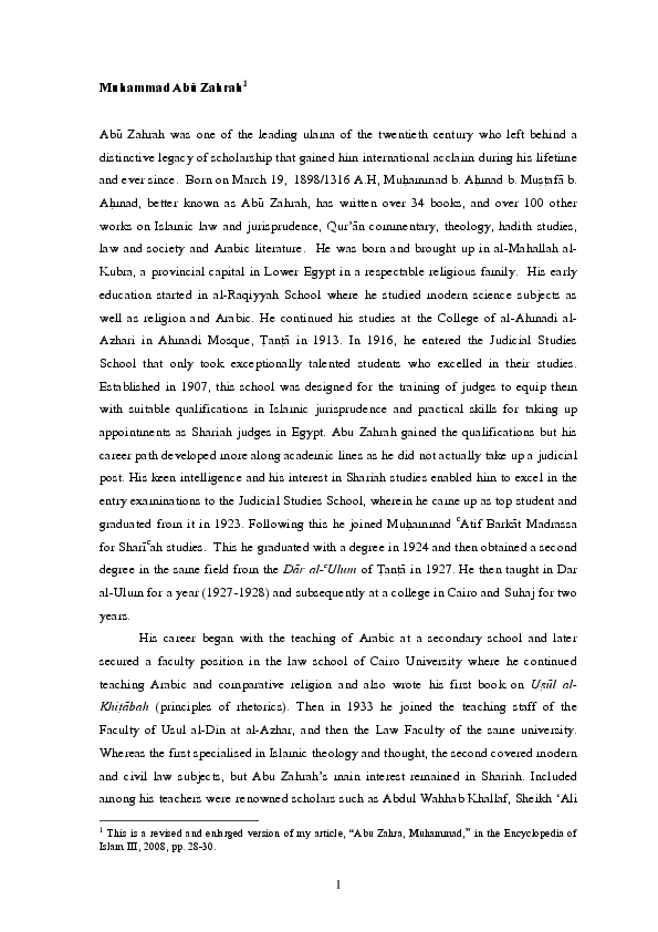 (PDF) Muhammad Abu Zahrah