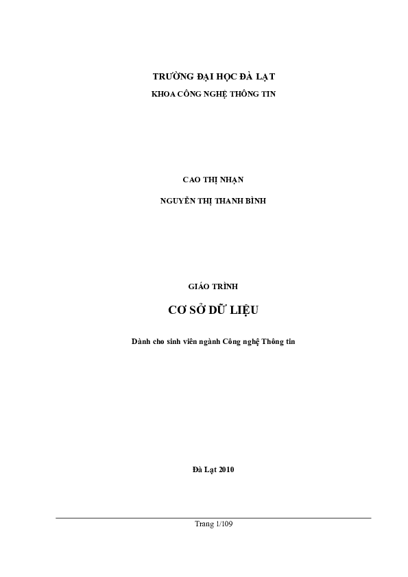 First page of “Giao Trinh CSDL”