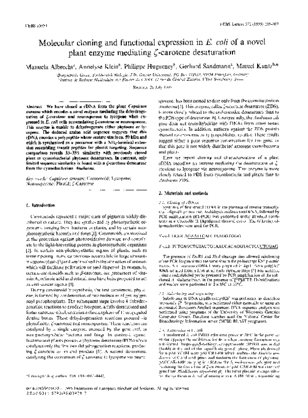 (PDF) Molecular cloning and functional expression in yeast of a human ...