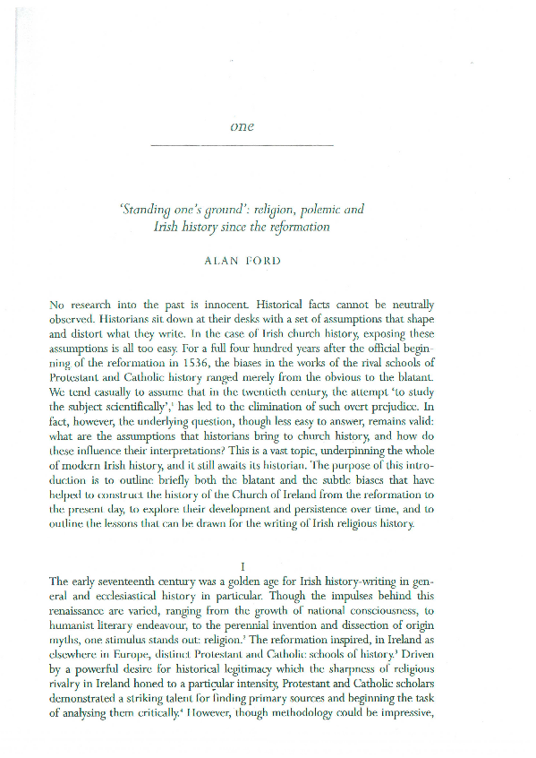(PDF) 'Standing one's ground' religion, polemic and history since the