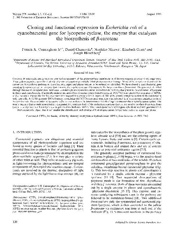 (PDF) Cloning and functional expression in Escherichia coli of a ...