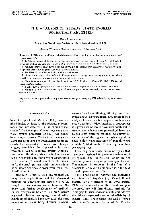 (PDF) The analysis of steady state evoked potentials revisited