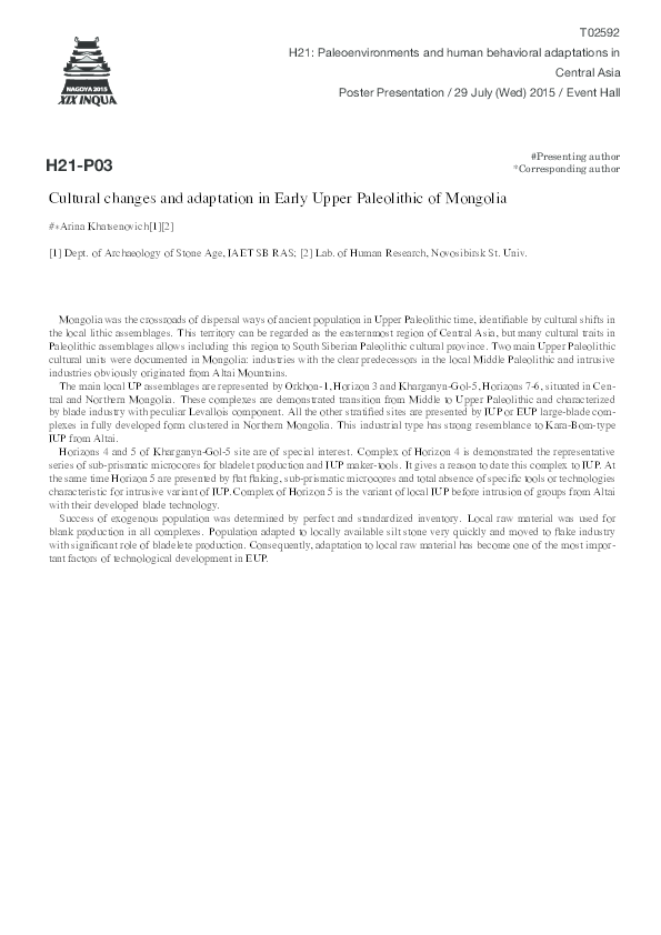 (PDF) Cultural changes and adaptation in Early Upper Paleolithic of ...