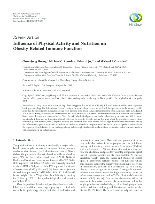 (PDF) Influence of Physical Activity and Nutrition on Obesity-Related ...