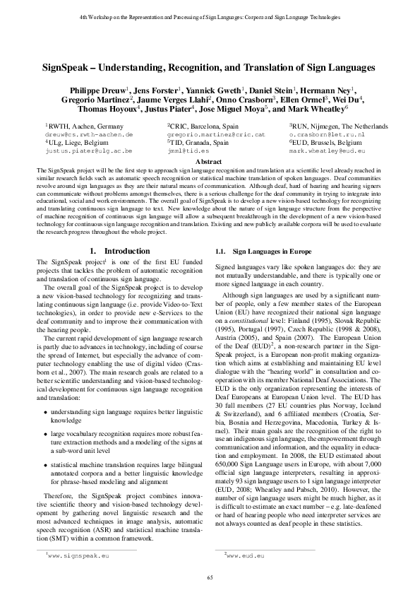 (PDF) SignSpeak--Scientific Understanding and Vision-Based ...