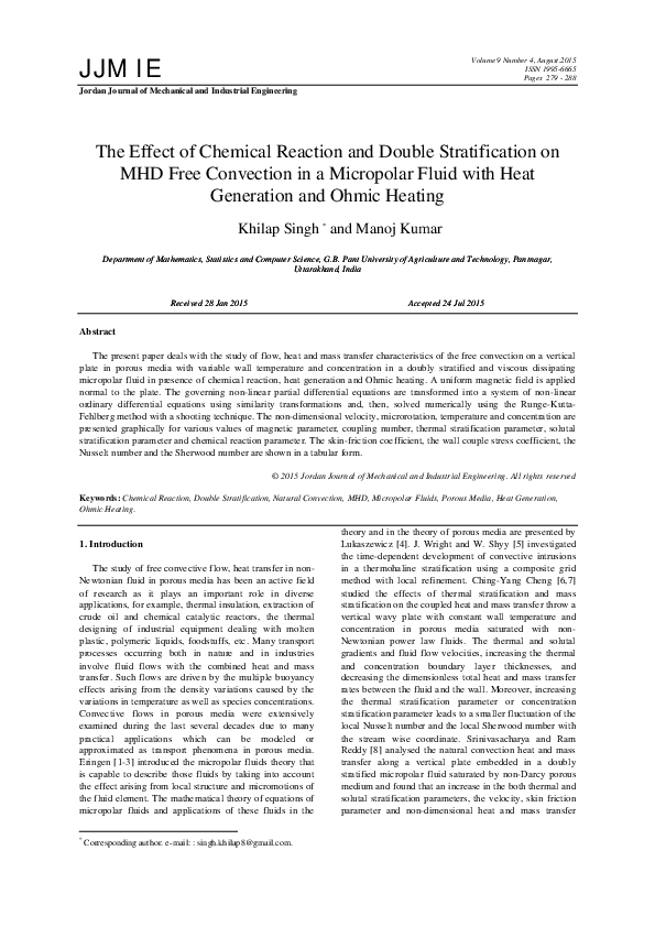 The Effect of Chemical Reaction and Double Stratification on MHD Free ...
