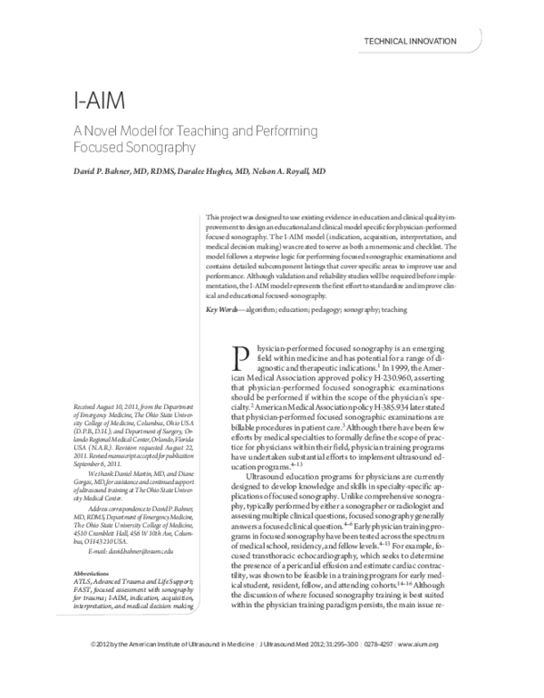 (PDF) IAIM a novel model for teaching and performing focused
