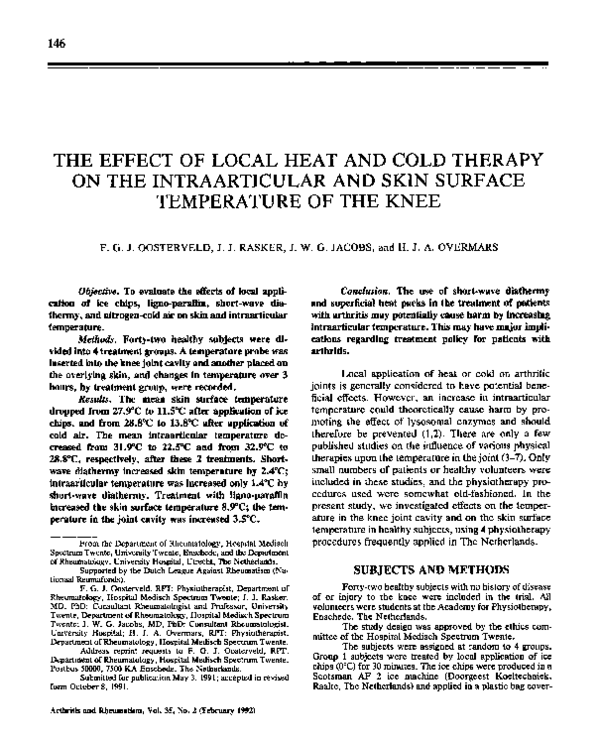 (PDF) The Effect of Local Heat and Cold Therapy on the Intraarticular ...