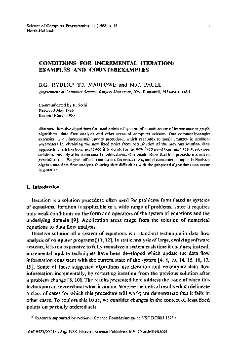 (PDF) Conditions for incremental iteration: Examples and counterexamples