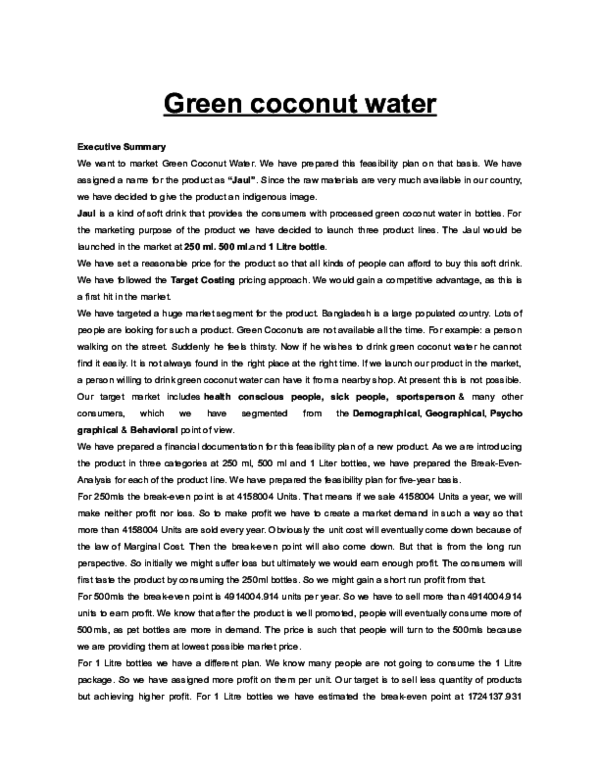 Coconut water nutrition picture