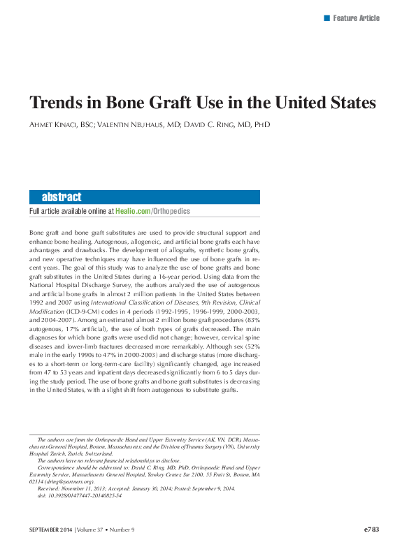(PDF) Trends in Bone Graft Use in the United States
