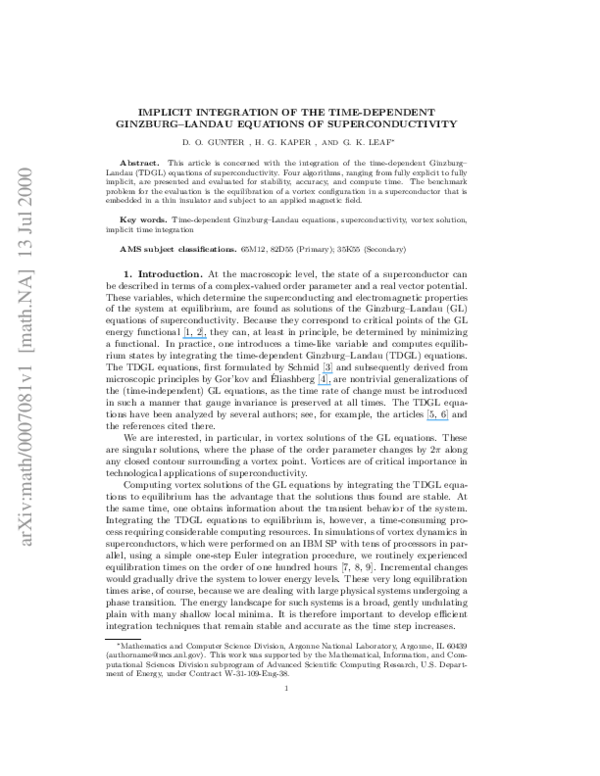 pdf implicit integration of the tdgl equations of superconductivity
