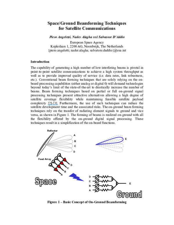 (PDF) Space/ground beamforming techniques for satellite communications