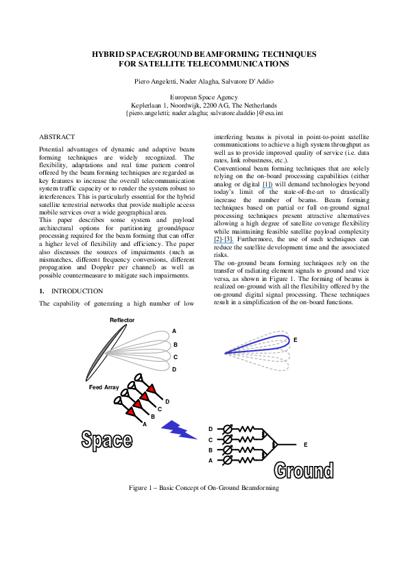 (PDF) Hybrid space/ground beamforming techniques for satellite ...