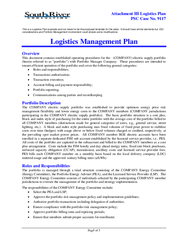 LOGISTICS PLAN .doc