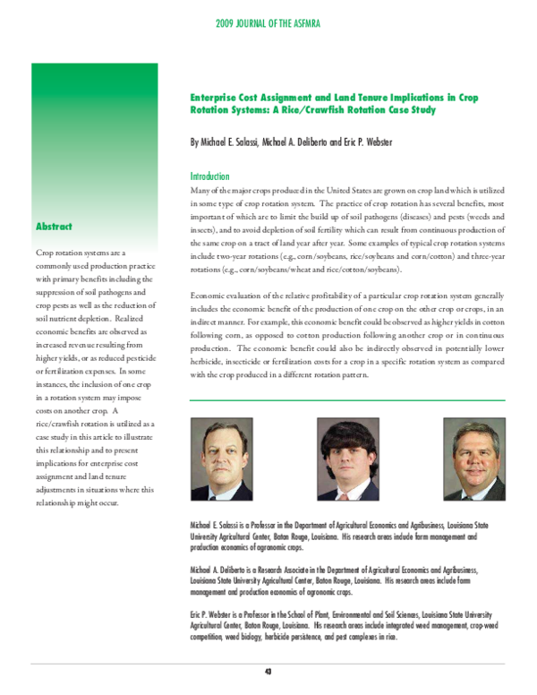 (PDF) Enterprise Cost Assignment and Land Tenure Implications in Crop ...