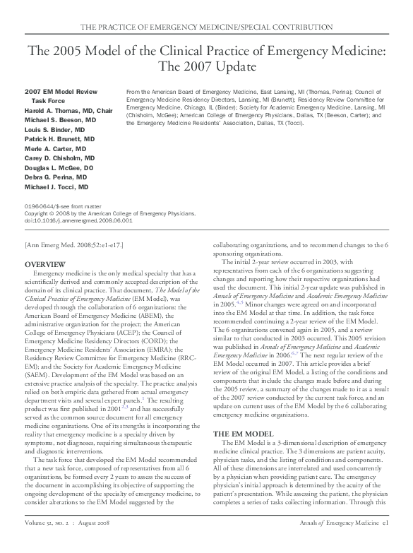(PDF) The 2007 Model of the Clinical Practice of Emergency Medicine ...