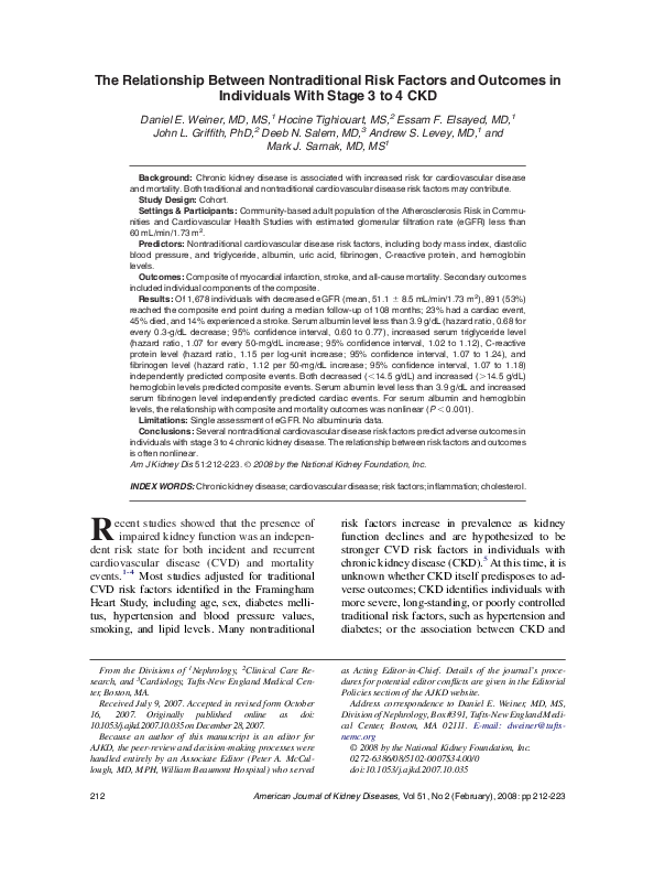 (PDF) The Relationship Between Nontraditional Risk Factors and Outcomes ...