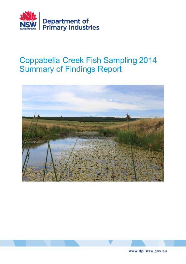 (PDF) Coppabella Creek Fish Sampling 2014 Summary of Findings Report