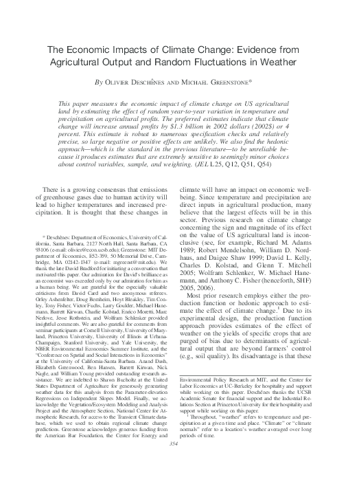 (PDF) The Economic Impacts of Climate Change: Evidence from ...