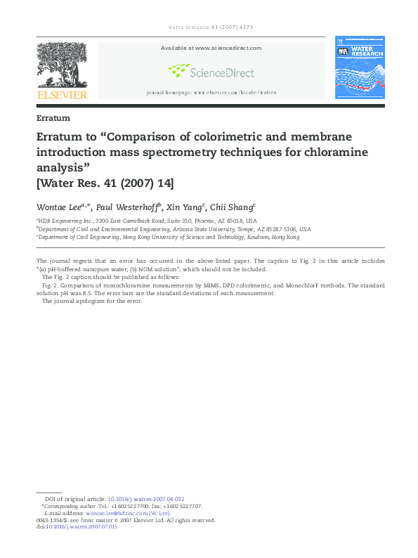 (PDF) Comparison of colorimetric and membrane introduction mass ...