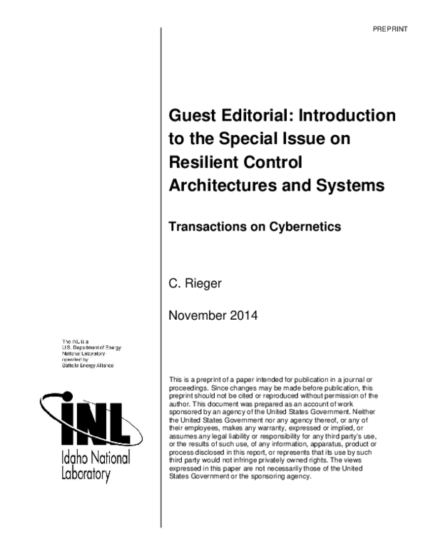 (PDF) Guest Editorial: Introduction to the Special Issue on Resilient ...