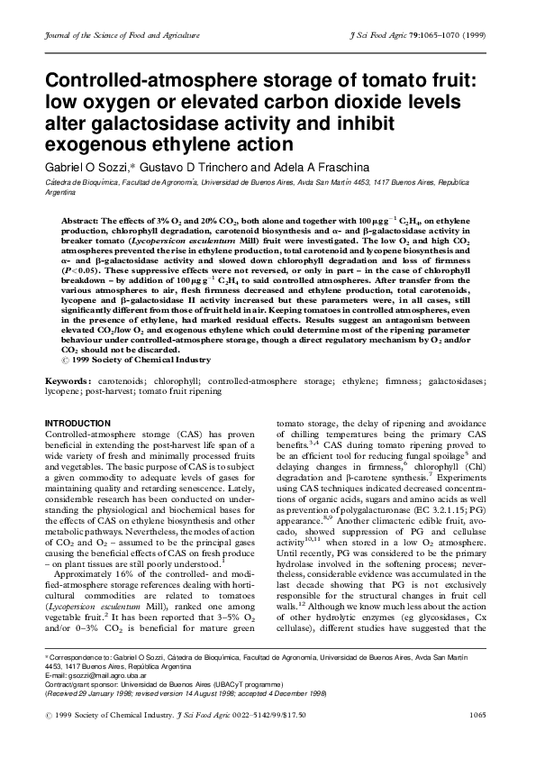 (PDF) Controlledatmosphere storage of tomato fruit low oxygen or