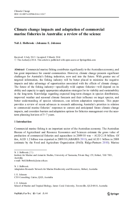 (PDF) Climate change impacts and adaptation of commercial marine ...
