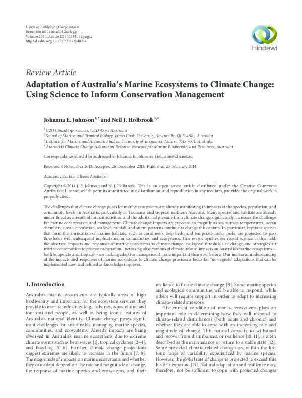 (PDF) Adaptation of Australia's marine ecosystems to climate change ...