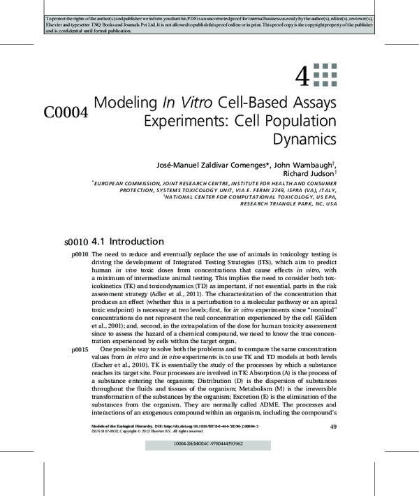 (PDF) Modeling In Vitro CellBased Assays Experiments John Wambaugh