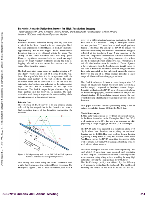(PDF) Borehole Acoustic Reflection Survey for high resolution imaging ...