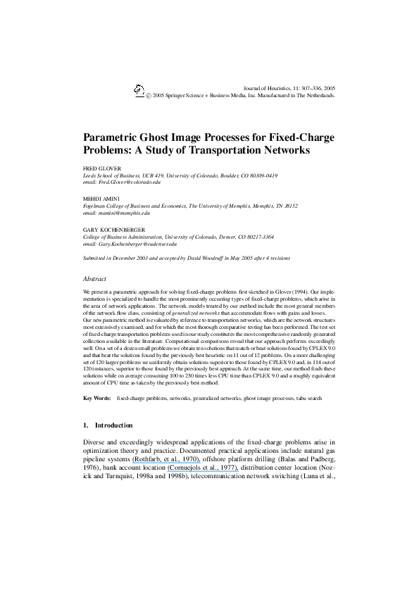 (PDF) Parametric Ghost Image Processes for Fixed-Charge Problems: A ...