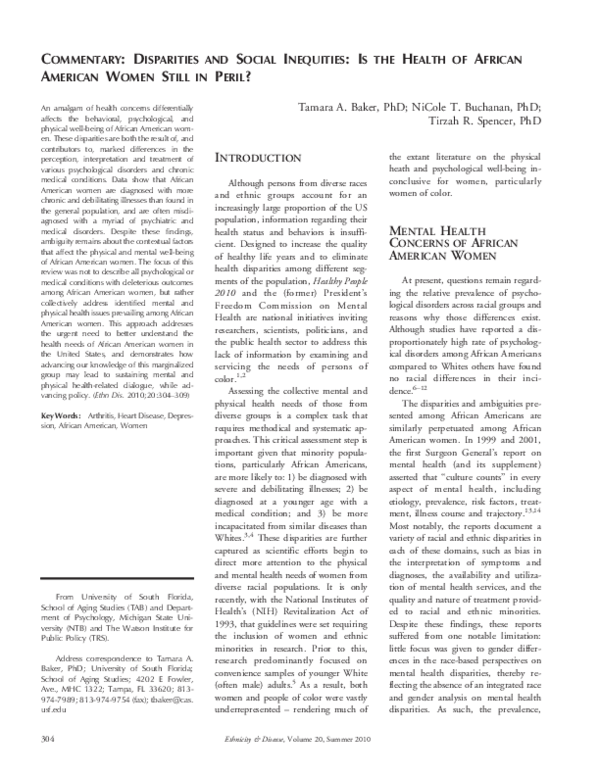 (PDF) Disparities and social inequities: is the health of African ...