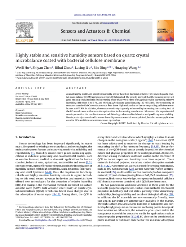 (PDF) Highly stable and sensitive humidity sensors based on quartz ...