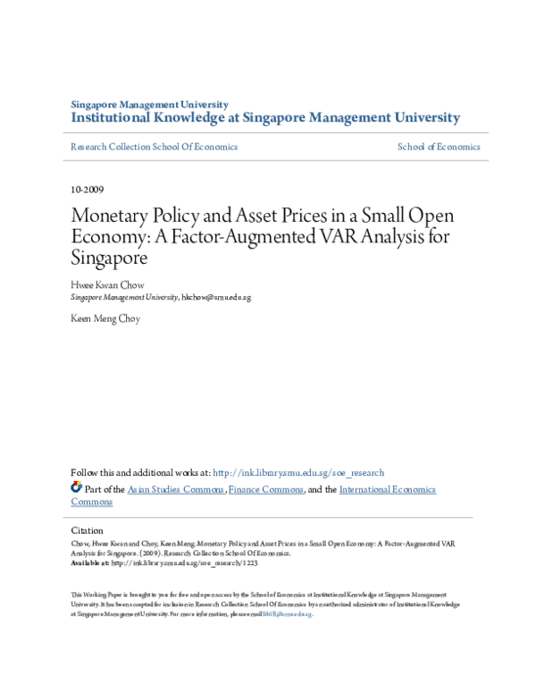 (PDF) Monetary Policy and Asset Prices in a Small Open Economy: A ...