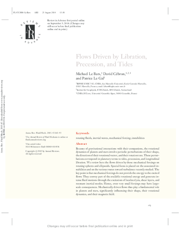 (PDF) Flows Driven by Libration, Precession, and Tides